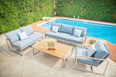 Acacia Stainless Steel Loveseat with Sunbrella® Cushions