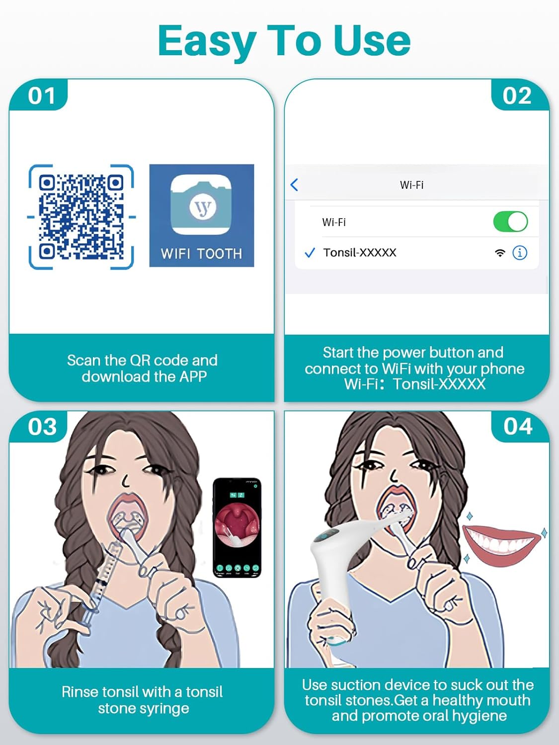 Voraiya Tonsil Stone Remover. Camera, LED Light, 5-Level Suction