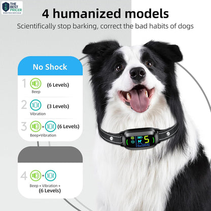 Rechargeable Dog Bark Collar – Smart Anti-Bark Training with Beep & Vibration, Black