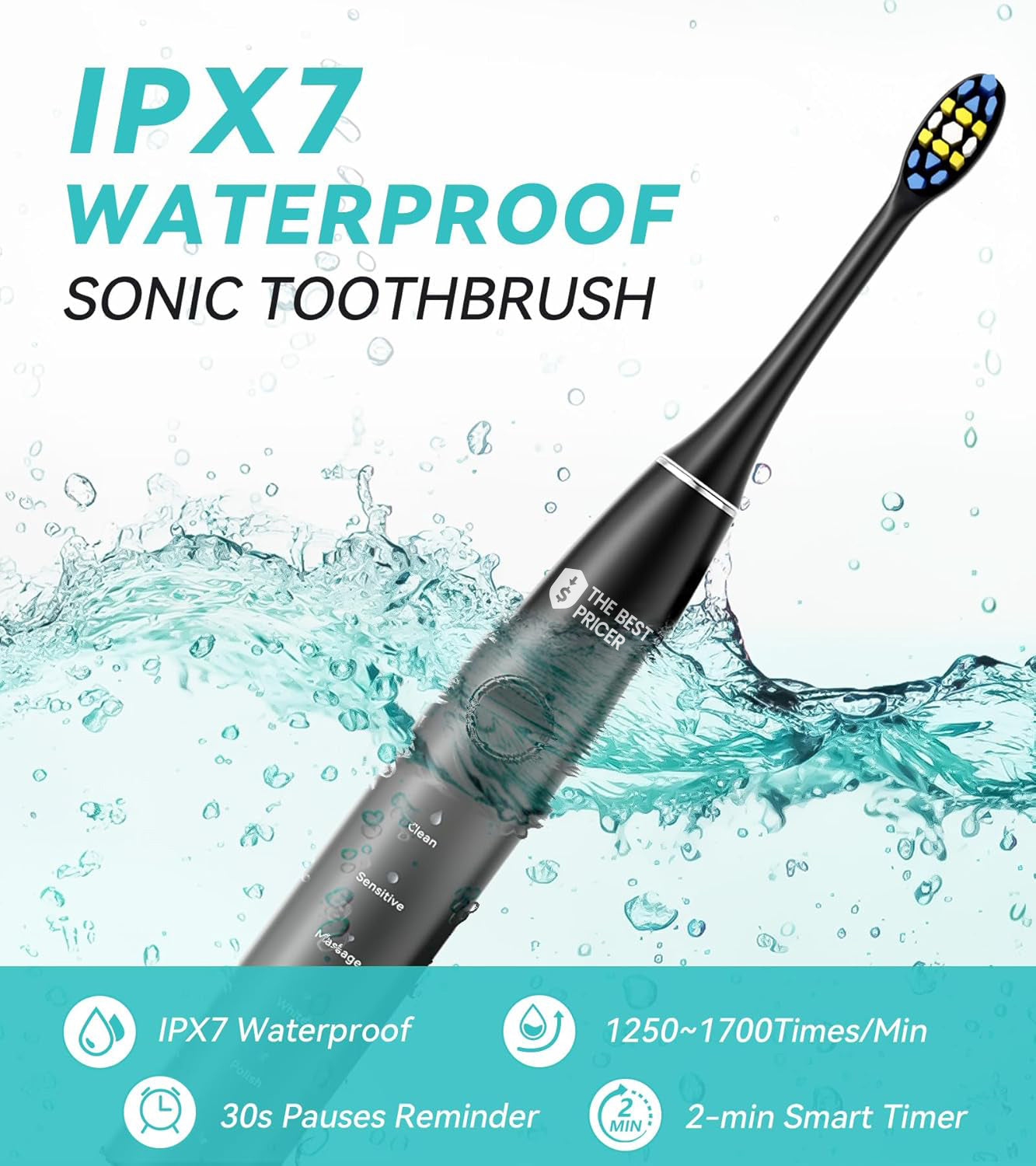 Professional Water Flosser & Electric Toothbrush Combo, 600ML Home Use Oral Irrigator for 10 Adjustable Water Pressure, 2 Cleaning Modes, 1+1 Brushing & Flossing for Complete Oral Care (Black)