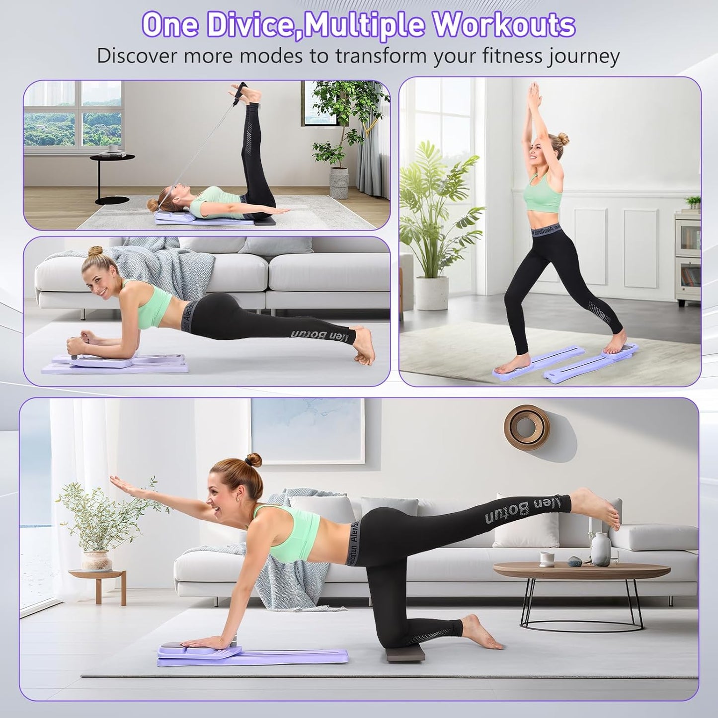 Pilates Board, Upgraded Pilates Reformer for Core Workouts, Detachable Ab Trainer Machine with Anti-Slip and Quiet Design, Home Fitness Equipment Set for Full Body Workout