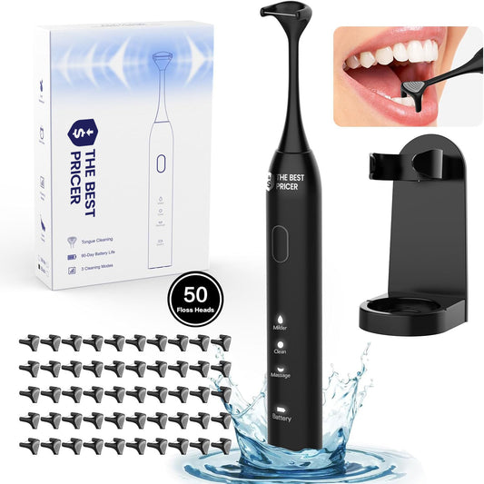 Voraiya Electric Flosser for Teeth Electric Flosser Dental Floss 3 Modes + 50 Replacement Heads Rechargable Ultrasonic Power Flossing for Teeth Adults & Kids