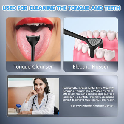 Voraiya Electric Flosser for Teeth Electric Flosser Dental Floss 3 Modes + 50 Replacement Heads Rechargable Ultrasonic Power Flossing for Teeth Adults & Kids