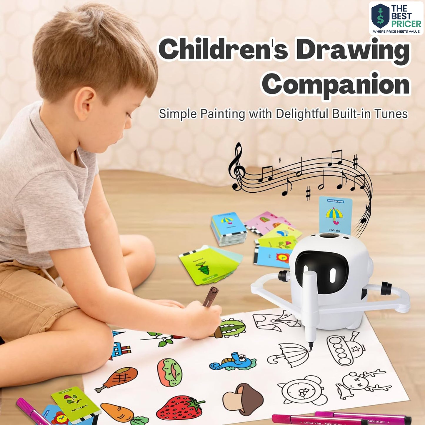 Interactive Drawing Robot for Kids with 150 Cards – Educational Montessori Toy Ages 3–8