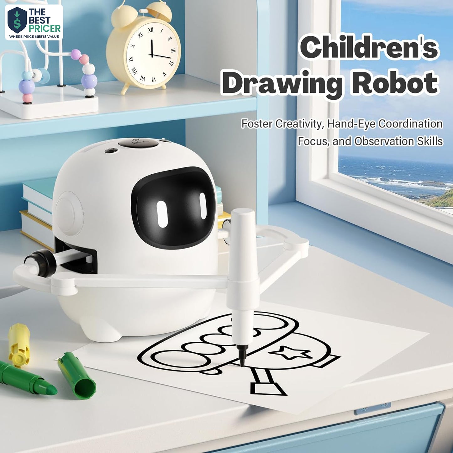 Interactive Drawing Robot for Kids with 150 Cards – Educational Montessori Toy Ages 3–8