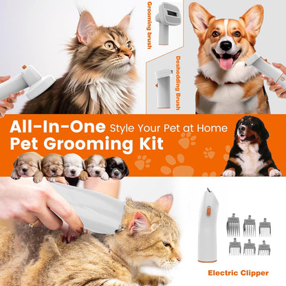Dog Grooming Vacuum Kit with Clippers & Brush – 12,000Pa Low-Noise Pet Hair Cleaner