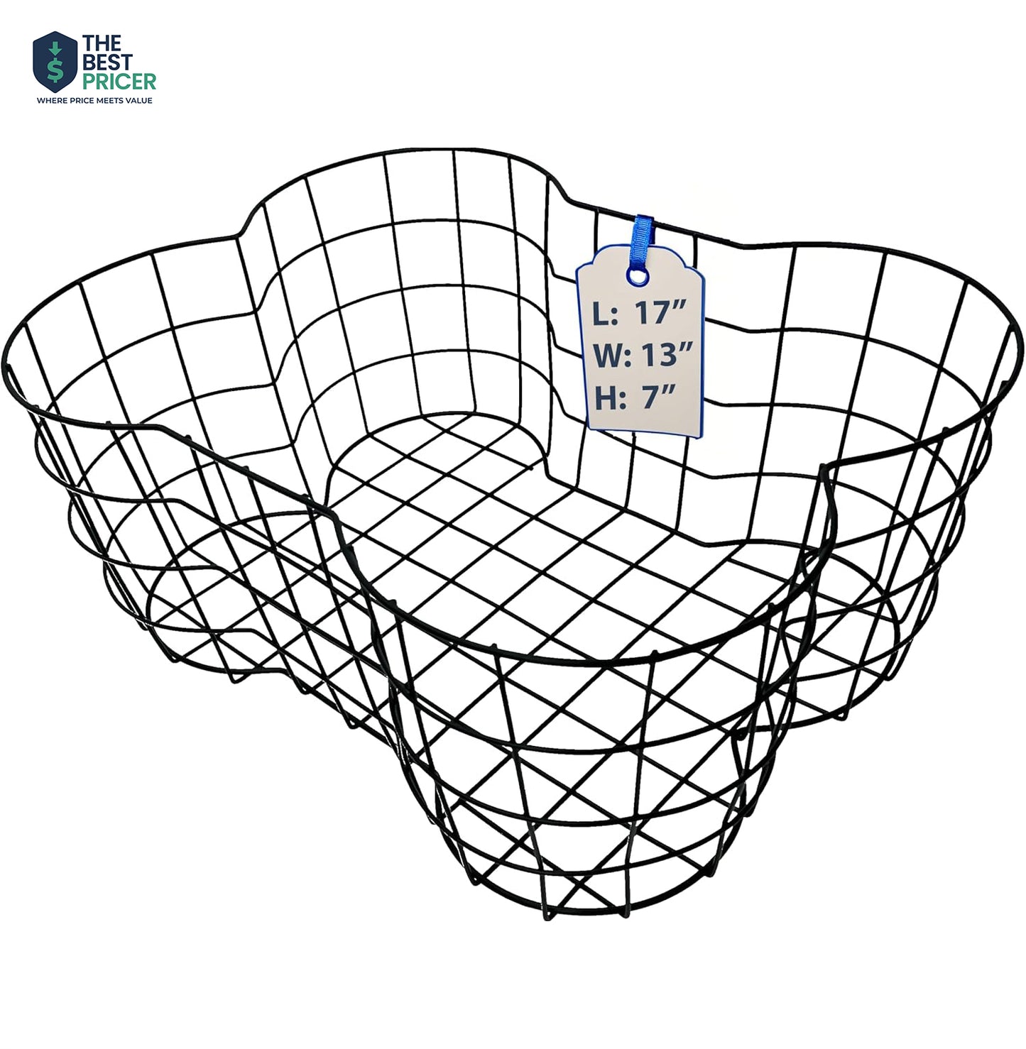 Metal Dog Toy Basket, Bone Shaped Indestructible Dog Toy Bin, Sturdy Dog Storage Organizer, 17 (L) x 13 (W) x 7 (H) inches