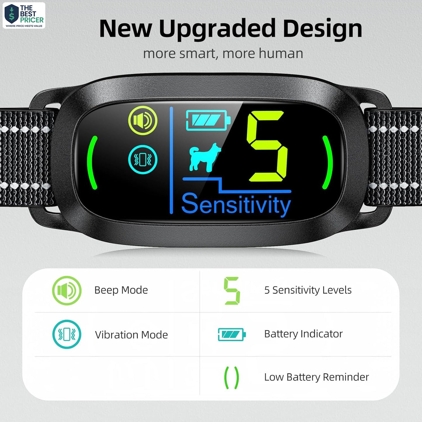 Rechargeable Dog Bark Collar – Smart Anti-Bark Training with Beep & Vibration, Black