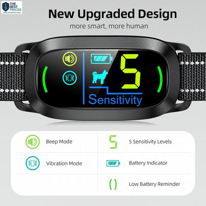 Rechargeable Dog Bark Collar – Smart Anti-Bark Training with Beep & Vibration, Black