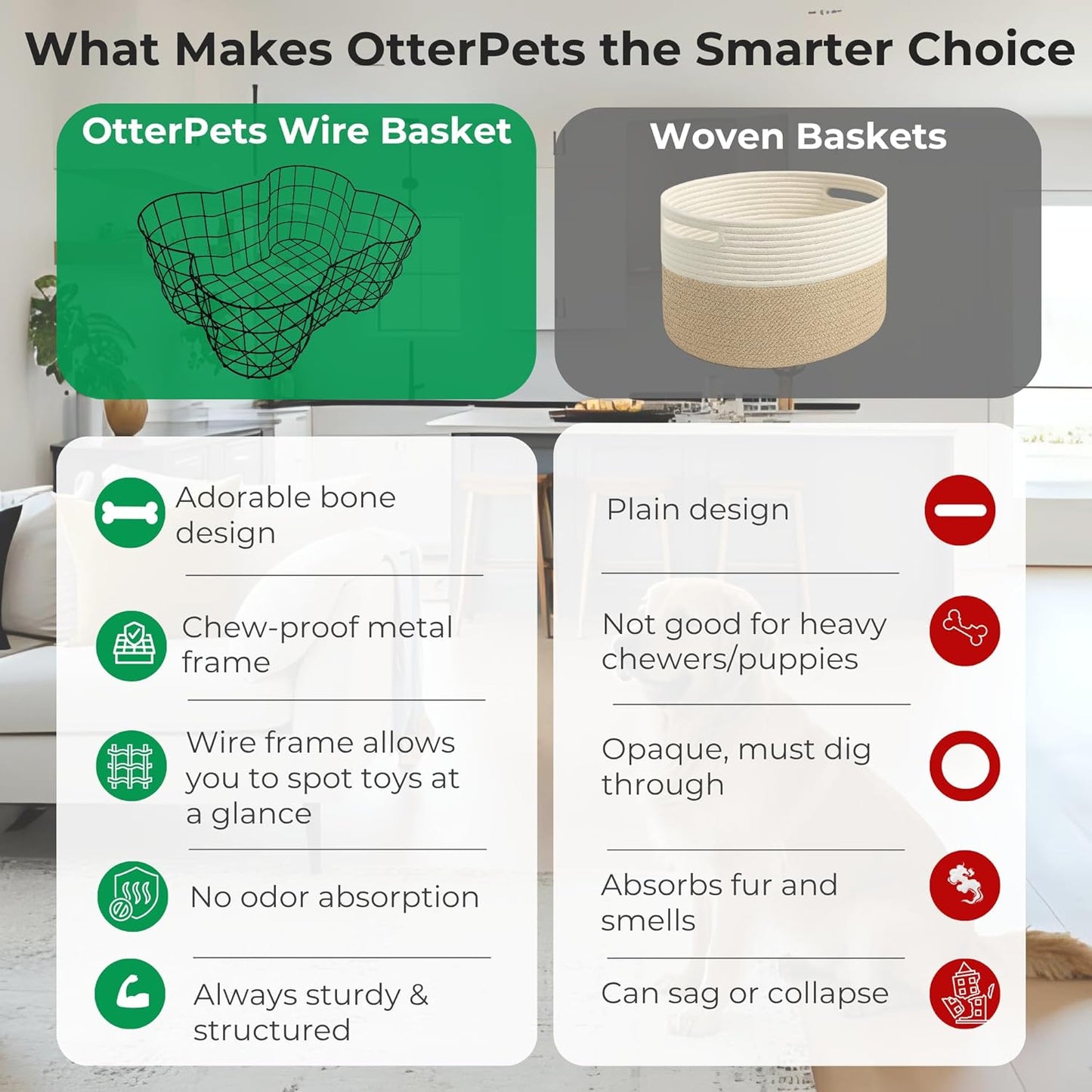 Metal Dog Toy Basket, Bone Shaped Indestructible Dog Toy Bin, Sturdy Dog Storage Organizer, 17 (L) x 13 (W) x 7 (H) inches