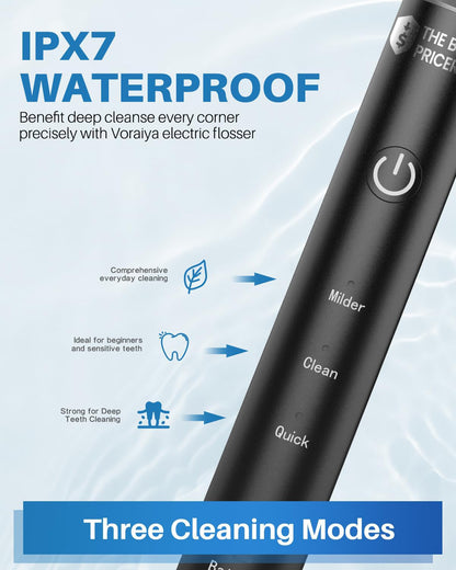 Voraiya Electric Flosser for Teeth Reusable Dental Floss with 50 Replacement Heads,Dentist Recommended Tooth Flossers,Water Flosser Alternative,Rechargeable Dental Floss Picks for Adults,Travel