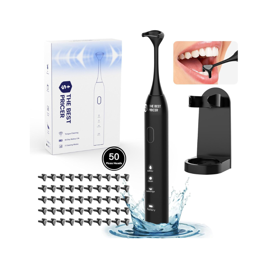 Electric Flosser with 50 Heads – Sonic Dental Floss & Tongue Scraper