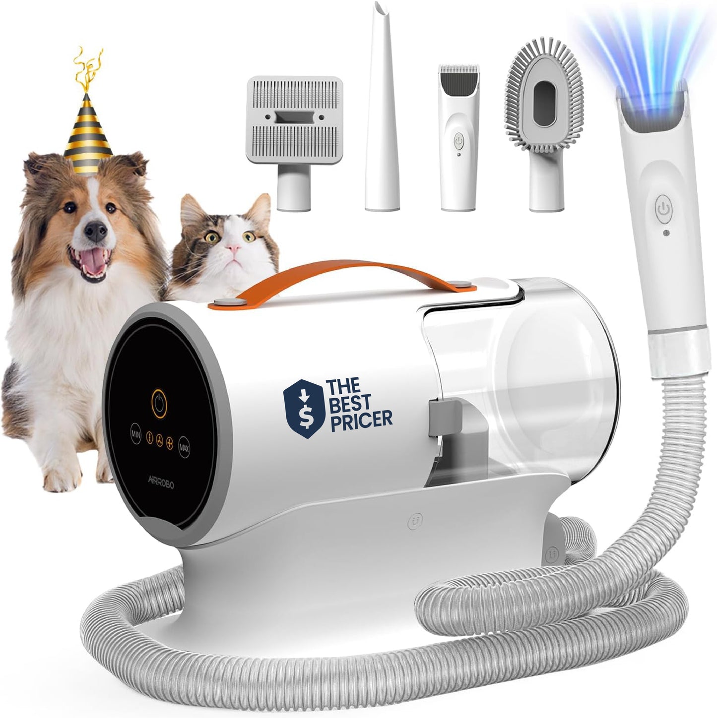 AIRROBO Dog Grooming Vacuum Kit – 12,000Pa Suction, 2L Capacity, Low Noise, Model PG100