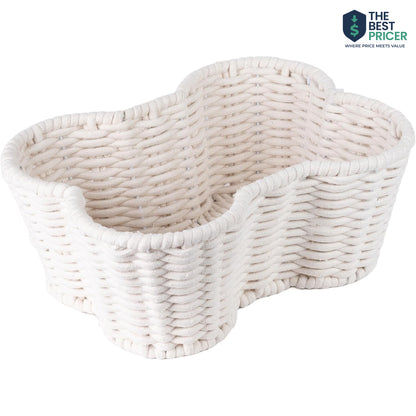 Dog Toy Basket, Handmade Dog Toy Bin, Bone Shaped Pet Organizer, Cat Storage Box (Cotton Rope, 17x13in)