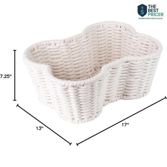 Dog Toy Basket, Handmade Dog Toy Bin, Bone Shaped Pet Organizer, Cat Storage Box (Cotton Rope, 17x13in)