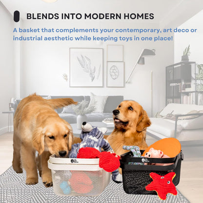 Dog Toy Basket Metal Mesh Metal, Chew Proof Black Dog Toy Bin, Durable Dog Toy Box, Sturdy Dog Toy Storage