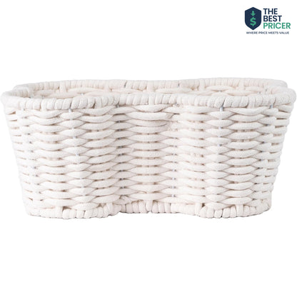 Dog Toy Basket, Handmade Dog Toy Bin, Bone Shaped Pet Organizer, Cat Storage Box (Cotton Rope, 17x13in)