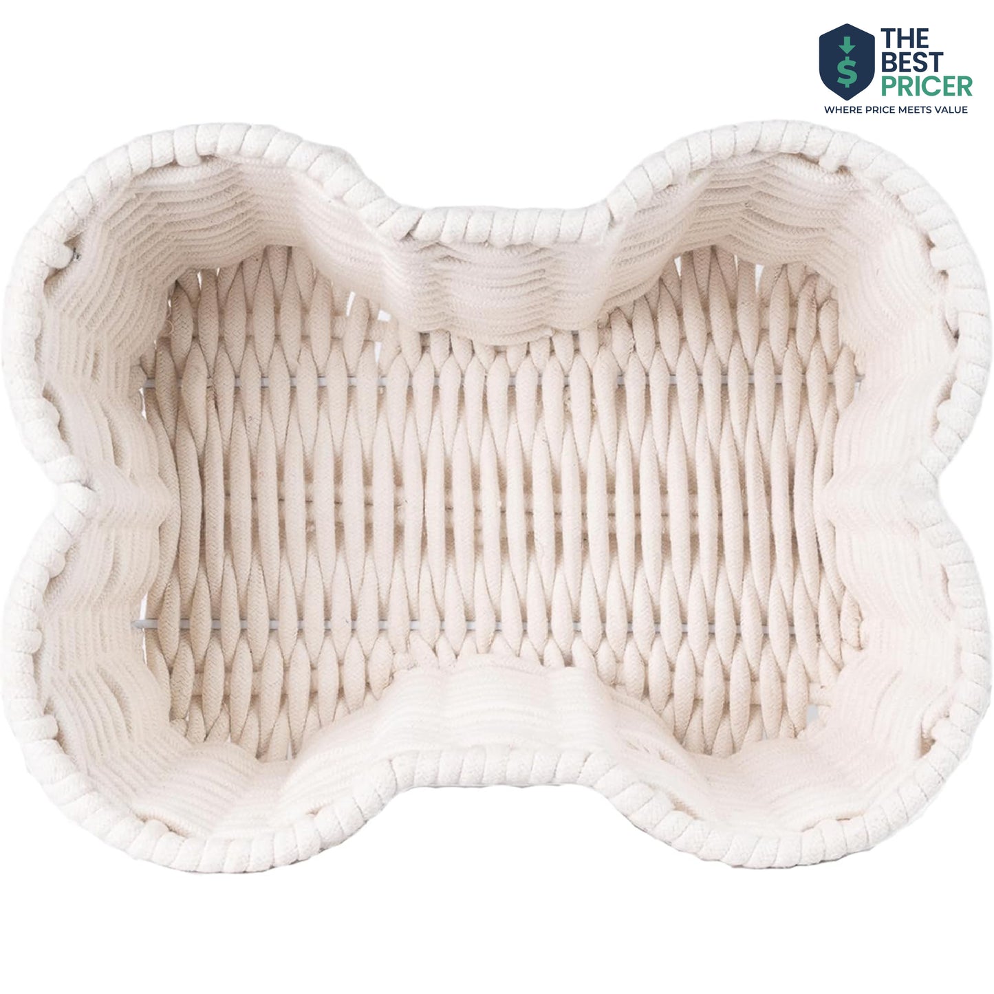 Dog Toy Basket, Handmade Dog Toy Bin, Bone Shaped Pet Organizer, Cat Storage Box (Cotton Rope, 17x13in)