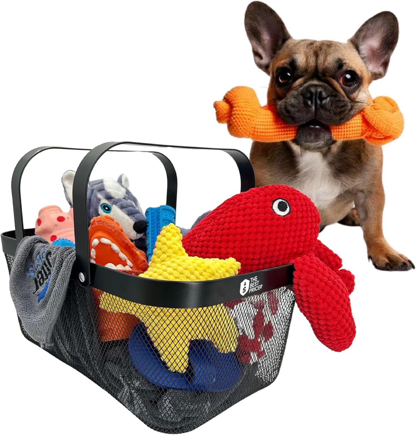 Dog Toy Basket Metal Mesh Metal, Chew Proof Black Dog Toy Bin, Durable Dog Toy Box, Sturdy Dog Toy Storage