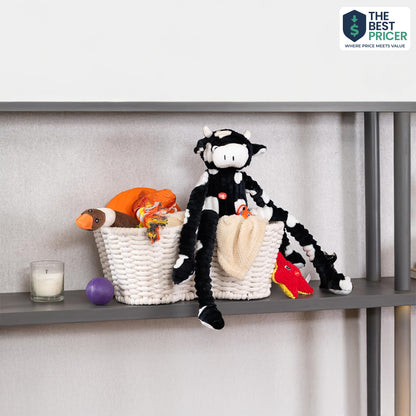 Dog Toy Basket, Handmade Dog Toy Bin, Bone Shaped Pet Organizer, Cat Storage Box (Cotton Rope, 17x13in)