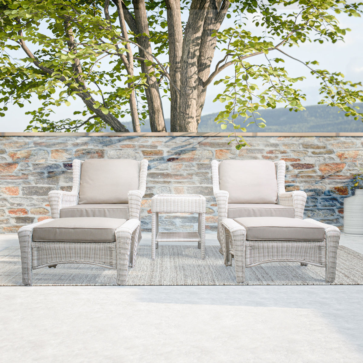 Park Meadows 5-Piece Wicker Outdoor Swivel Chair Bistro Set