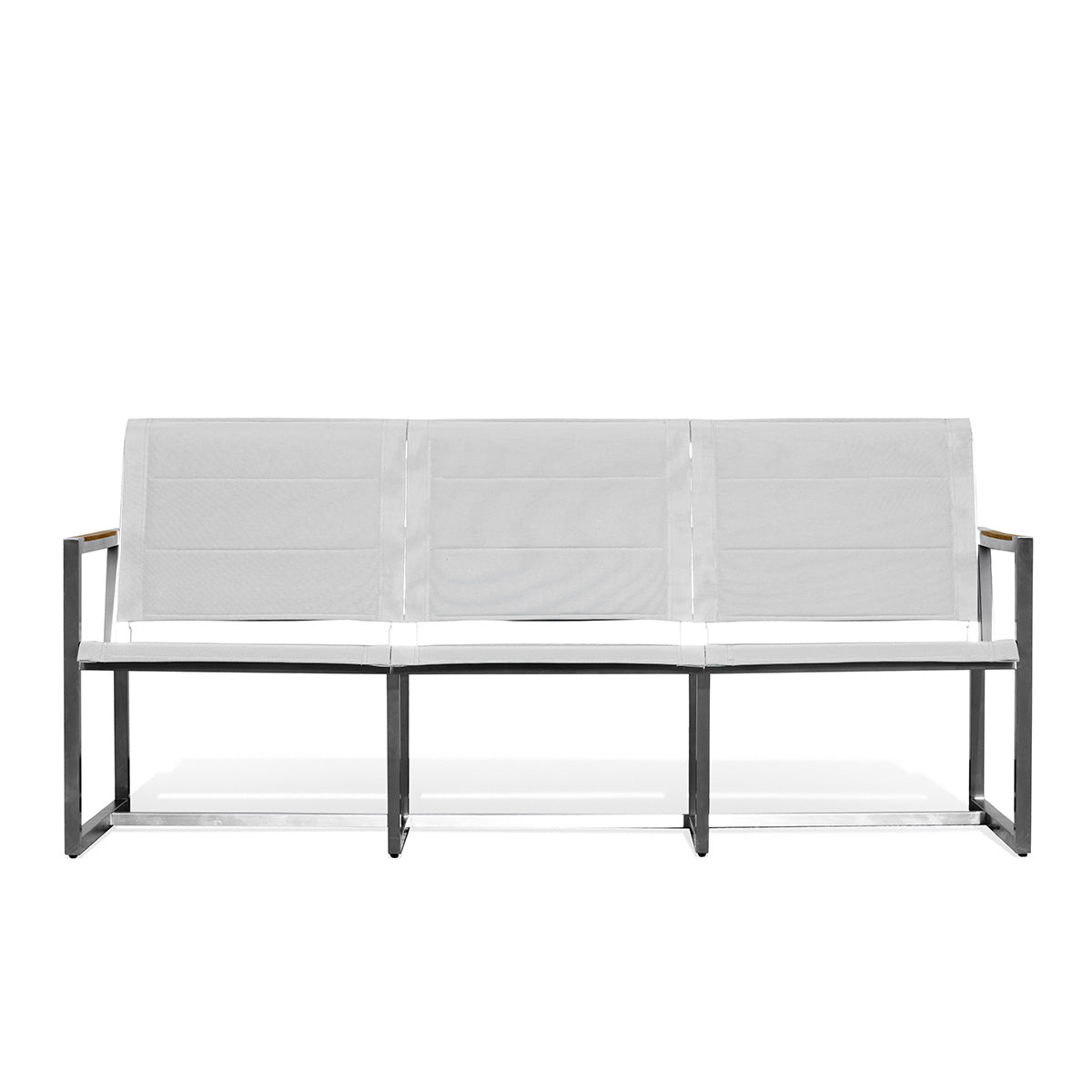 Pine Stainless Steel & Teak Outdoor Sling Sofa