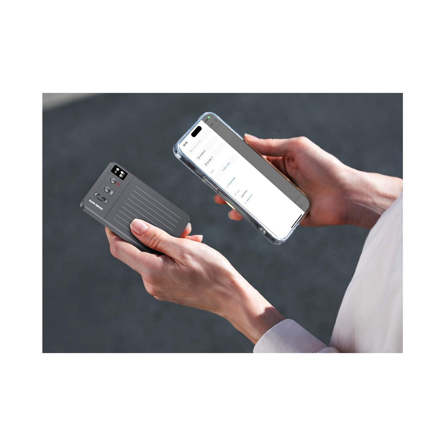 AI Voice Recorder with Transcription, 64GB, App/Web Control, Wireless Charging, Grey