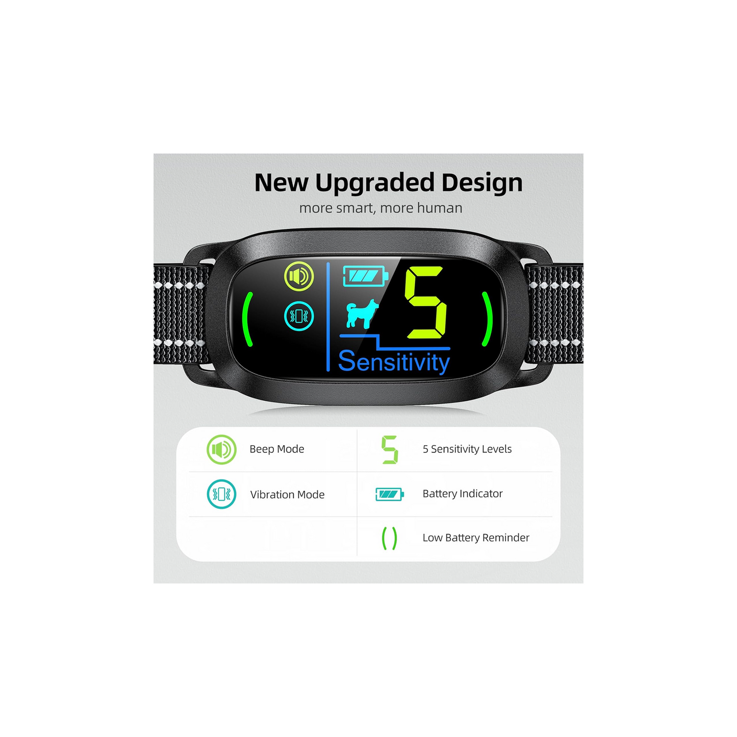 Rechargeable Dog Bark Collar – Smart Anti-Bark Training with Beep & Vibration, Black