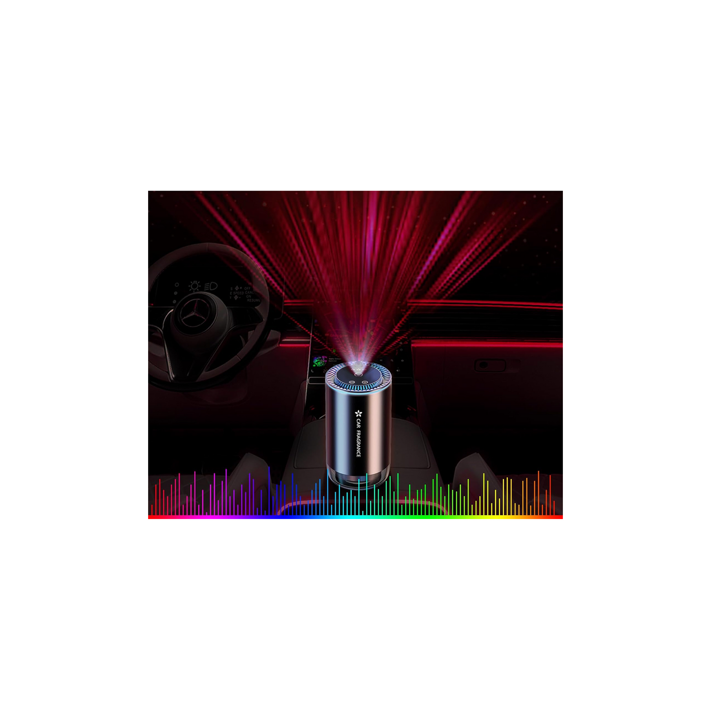 Smart Car Air Freshener Diffuser with Starry Projection, 3 Modes, 50ml, Auto On/Off