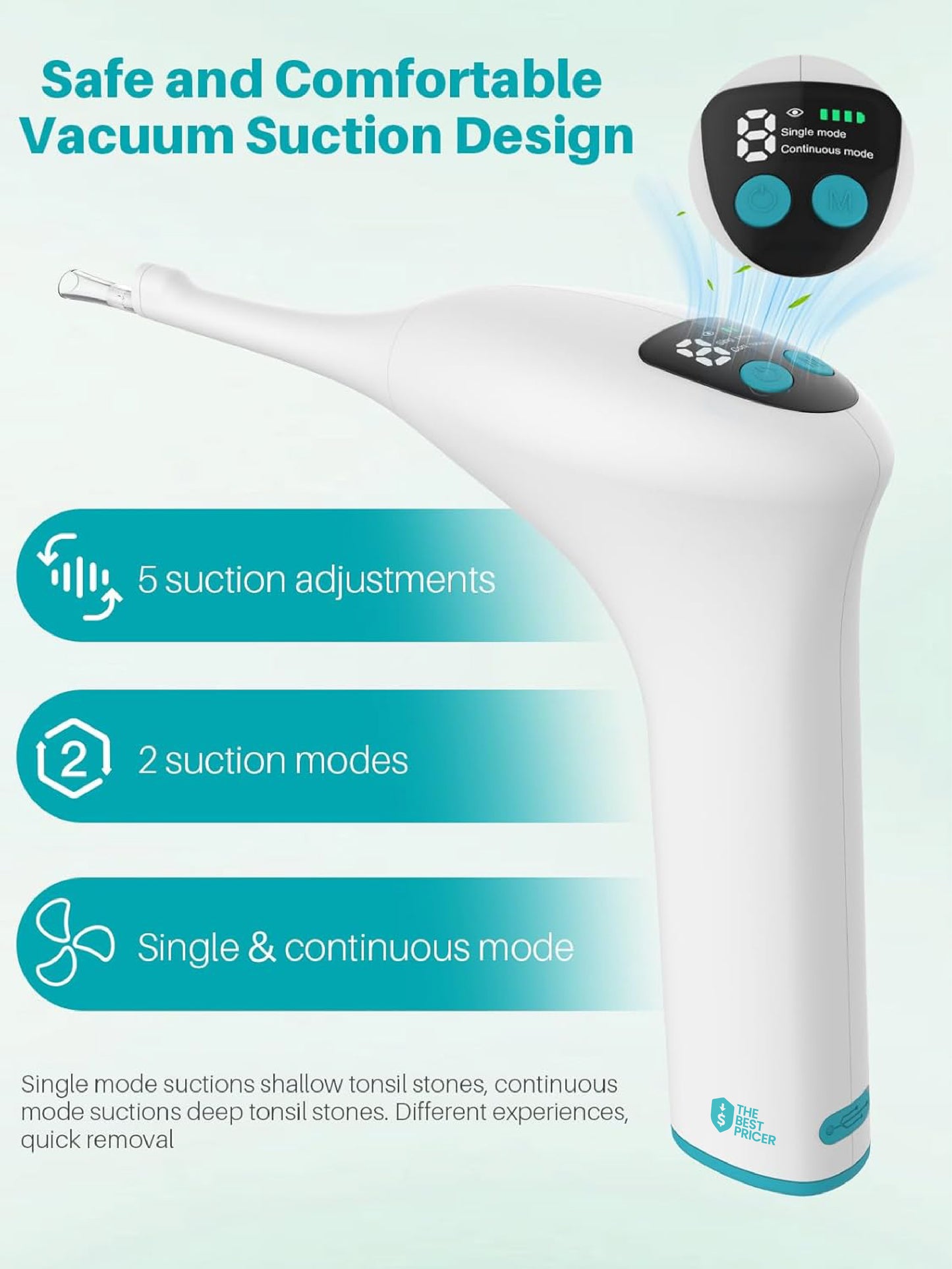 Voraiya Tonsil Stone Remover. Camera, LED Light, 5-Level Suction