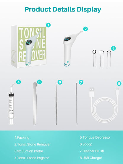 Voraiya Tonsil Stone Remover. Camera, LED Light, 5-Level Suction