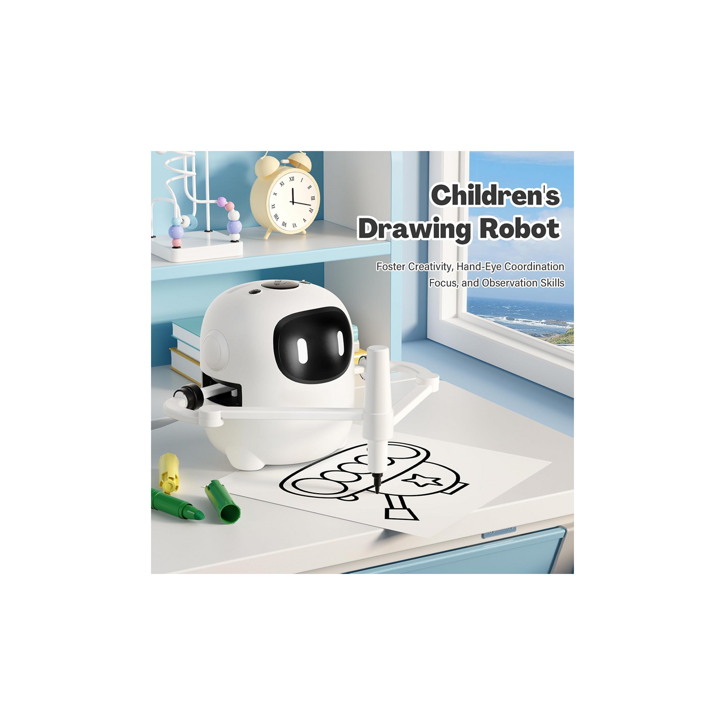 Interactive Drawing Robot for Kids with 150 Cards – Educational Montessori Toy Ages 3–8