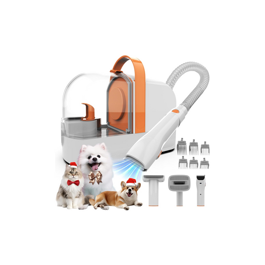 Dog Grooming Vacuum Kit with Clippers & Brush – 12,000Pa Low-Noise Pet Hair Cleaner