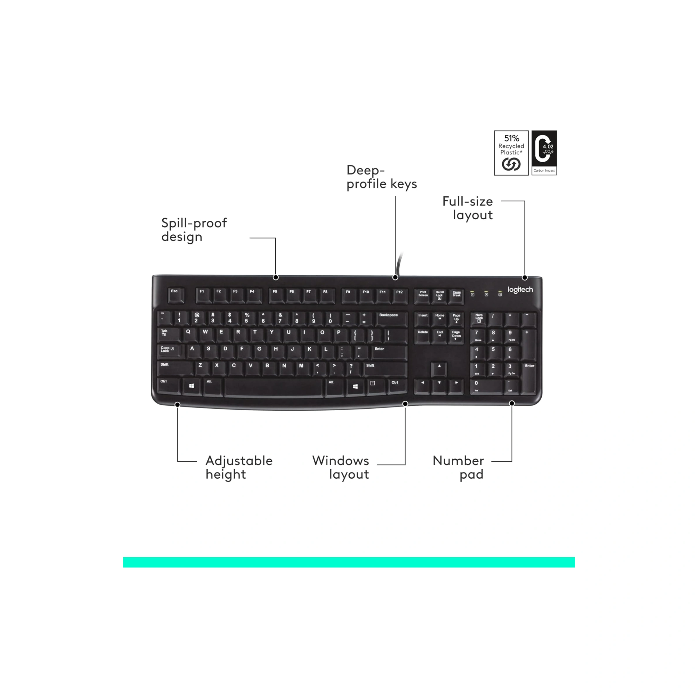 Logitech K120 Ergonomic Desktop Wired Keyboard USB Black-Brand New - Image 4
